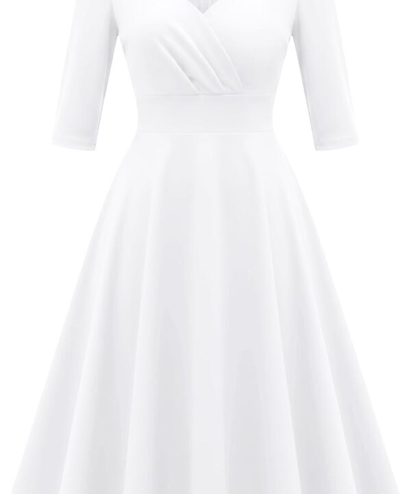 Nmoder Women Vintage 1950s Dress|2026 Retro Cocktail Party Casual Swing A-line Midi Dresses 3/4 Sleeve