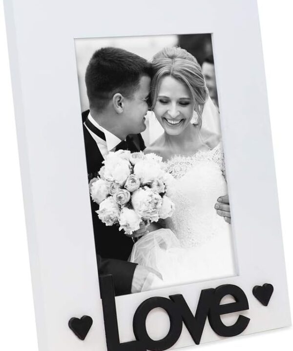 Isaac Jacobs White Wood Sentiments Love Picture Frame, 4x6 inch, Photo Gift for Loved Ones, Family, Display on Tabletop, Desk (White, 4x6)