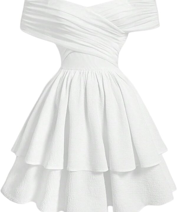 SOLY HUX Women's Off The Shoulder Ruffle Cocktail Dress 2025 Summer Wrap Dress Wedding Guest Graduation Prom Dresses