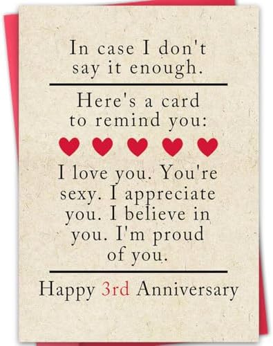 ATTLVV 3rd Anniversary Card for Husband Wife,3 Year Anniversary Card Gifts for Him Her,Leather Wedding Card