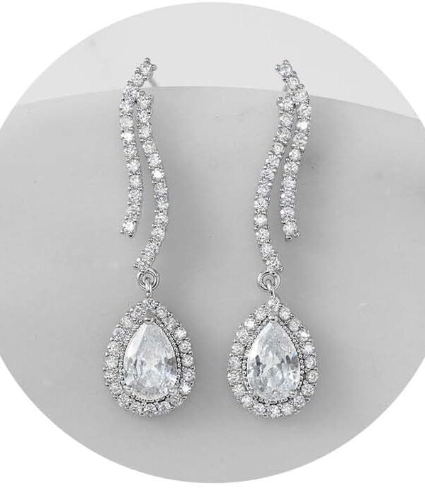 SWEETV Teardrop Bridal Earrings for Wedding, Brides, Bridesmaids, Pear Shaped Dangle Drop Earrings for Women Prom Formal Party