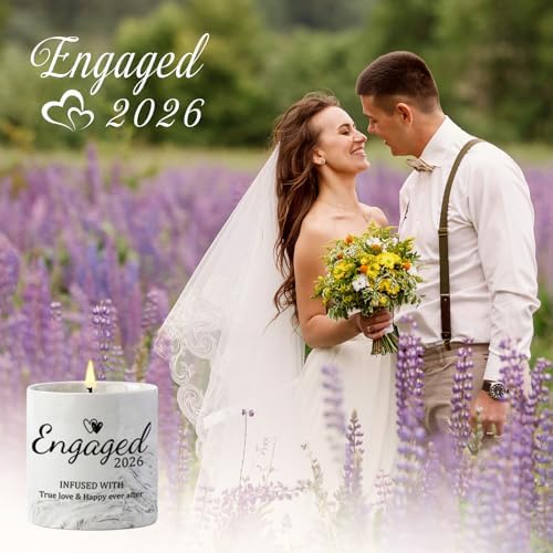 Engagement Gifts – Gift for Newly Engaged Couples, Fiance Gifts for Women, Bridal Shower, Wedding Bride Gift – Engaged Present 6 Oz Engaged 2026 Lavender Ceramics Candle