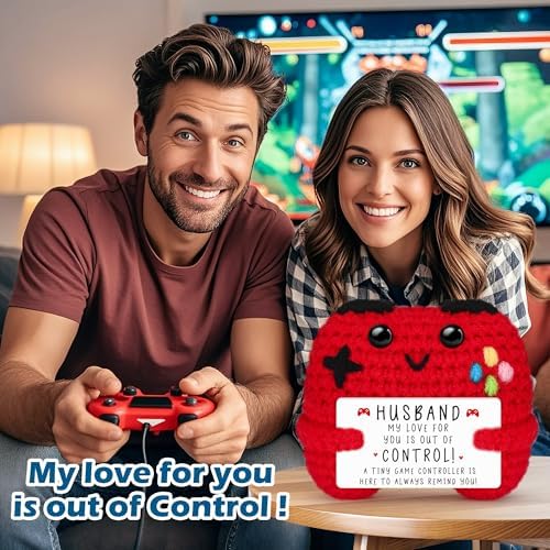Busy Gaming Life Crochet Game Controller Husband Gift for Christmas Fathers Day Birthday, Best Husband Ever Gifts for Wedding Anniversary from Wife, Christmas Stocking Stuffers