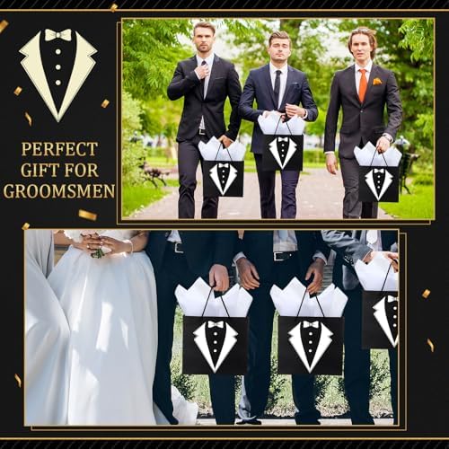 50Pcs Groomsmen Gifts Groomsmen Proposal Box with Flasks Sunglasses PU Leather Toiletry Bag Bottle Opener for Wedding Groomsman Best Man Gift (Black)