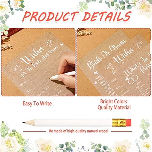 Funtery 145 Pcs Rustic Kraft Bridal Shower Games 5 Fun Wedding Party Games Activities Set Include 125 Wedding Shower Cards 20 Pencils Bride Groom Bachelorette Party Favor Supplies, for 25 Guests