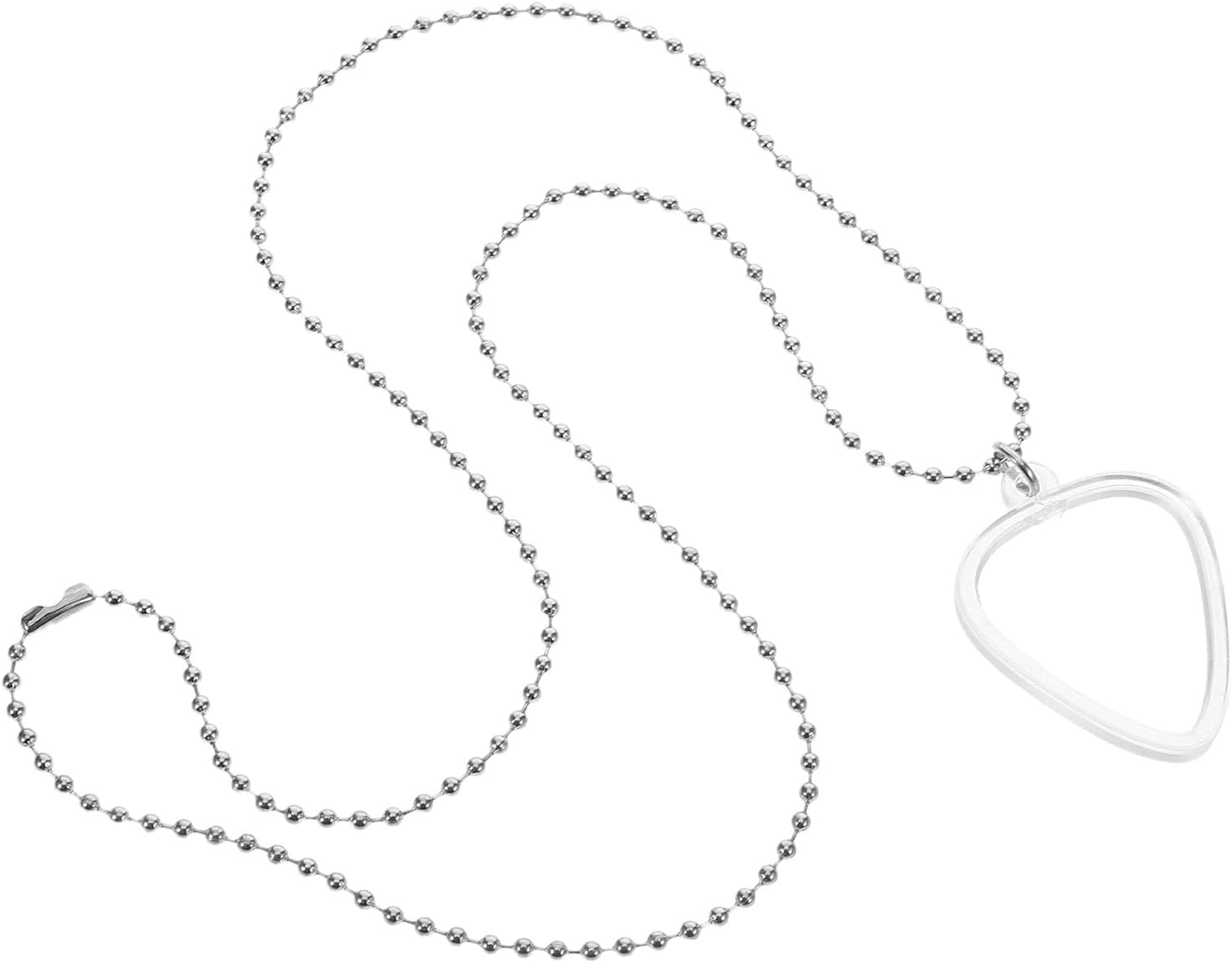 MUELODSIC Transparent Heart-shaped Guitar Pick Necklace with Holder Pendant for Bass Ukulele Players Guitar Plectrum Storage Display Box Stylish Long Necklace for Music Lovers and Guitarists