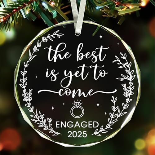 Engagement Gift for Couples 2025, Just Engaged Ornament, The Best is Yet to Come – Engaged 2025, Wedding Bridal Shower Gifts, Just Married Gifts for Newlywed Couple, Bride, Women, Her
