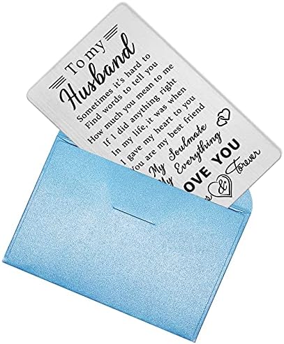 TANWIH Valentines Day Cards for Husband Wallet Inserts, Anniversary Cards for Husband Gifts from Wife, Valentines Gifts for Husbands Birthday Card