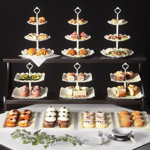 10 PCS Cupcake Stand Holder, Dessert Table Display Set, Treat Table Candy Cake Desert Tiered Tray, 3 Tier Serving Trays for Tea Party, Wedding Baby Shower Bridal Shower Decorations