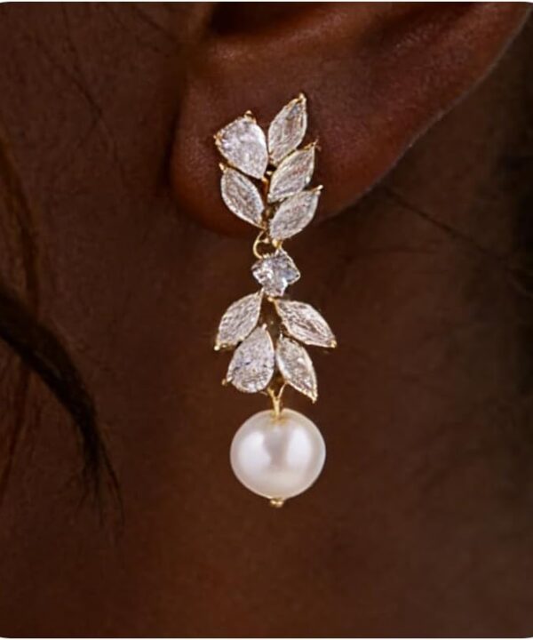 Pearl Earrings for Women - 14K Gold Plated Pearl Drop Earrings Dainty Round Pearls Dangle Earrings Wedding Jewelry Bride Earrings for Women Gifts