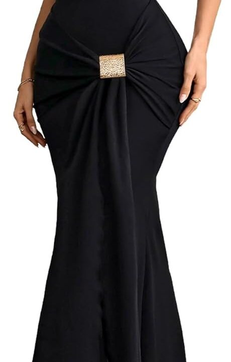 GothDark Gothic Sexy Elegant Ruched Off Shoulder Dress High Waist Adjustable Buckle Cocktail Party Long Formal Gown