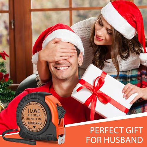 Valentines Day Husband Gifts from Wife, Valentines Gift for Husband, Best Husband Birthday Gift, Romantic Wedding Anniversary Men Gifts, Genuine Leather Engraved 25 FT Tape Measure Useful Tools