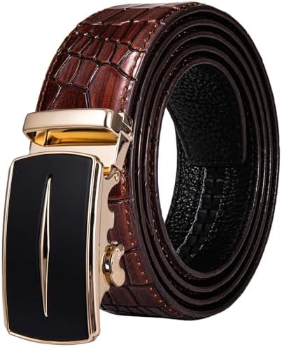 Dubulle Designer Mens Belts, Sliding Automatic Buckle Ratchet Dress Belt TOP Genuine Leather Strap Gifts