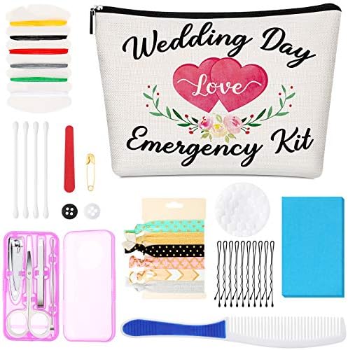 Weewooday Floral Wedding Emergency Kit for Bride Wedding Survival Set with Makeup Bag, Bridal Shower Kit Gift Present Fun Engagement Present for Bride Emergency Supplies