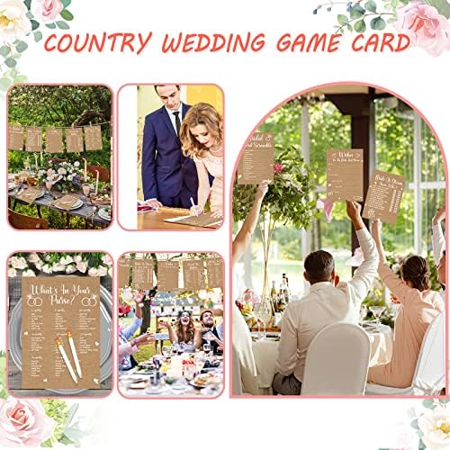 Funtery 145 Pcs Rustic Kraft Bridal Shower Games 5 Fun Wedding Party Games Activities Set Include 125 Wedding Shower Cards 20 Pencils Bride Groom Bachelorette Party Favor Supplies, for 25 Guests