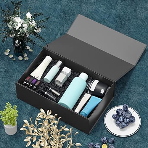 Black Gift Box, 9.5x6x3 Gift boxes for Presents with Lids Magnetic Closure Rectangle Collapsible for Groomsman Proposal Box, Wedding, Christmas, Halloween, Birthday Gift Packging