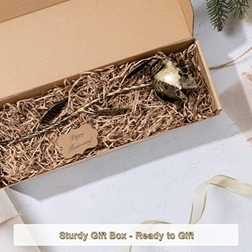 Bronze Anniversary 8 Year Gifts – Metal Rose 8th Anniversary for Her Bronze Gift, Everlasting Rose for 8 Year Wedding Handcrafted for Wife Eternal Artwork