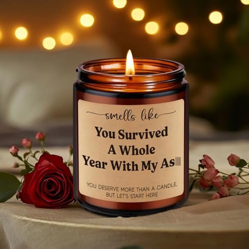 GSPY Scented Candle, 1st Anniversary Candle Gifts for Boyfriend, Girlfriend – 1 Year Paper Anniversary Happy Gifts for Couple, Him, Her – First, One Year Wedding Anniv. Presents for Husband, Wife