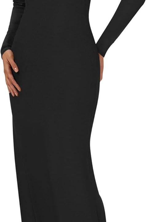 BTFBM Womens Fall Dresses Long Sleeve Turtle Neck Stretchy Knit Maxi Semi Formal Party Spring Wedding Guest Dress 2026