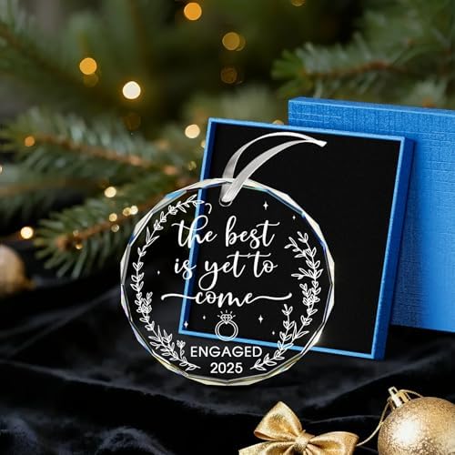 Engagement Gift for Couples 2025, Just Engaged Ornament, The Best is Yet to Come – Engaged 2025, Wedding Bridal Shower Gifts, Just Married Gifts for Newlywed Couple, Bride, Women, Her