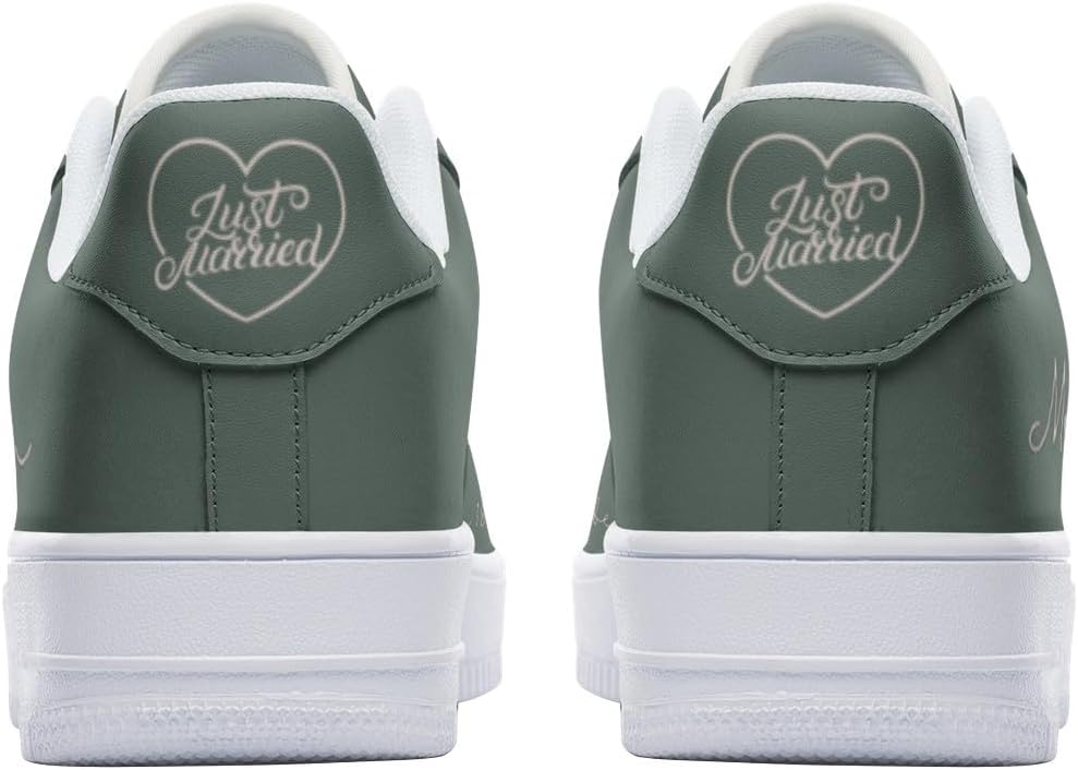 Sage Green Wedding Bride Sneakers, Bride and Groom Matching Low-Top Style Sneakers, Personalized Name and Date Design