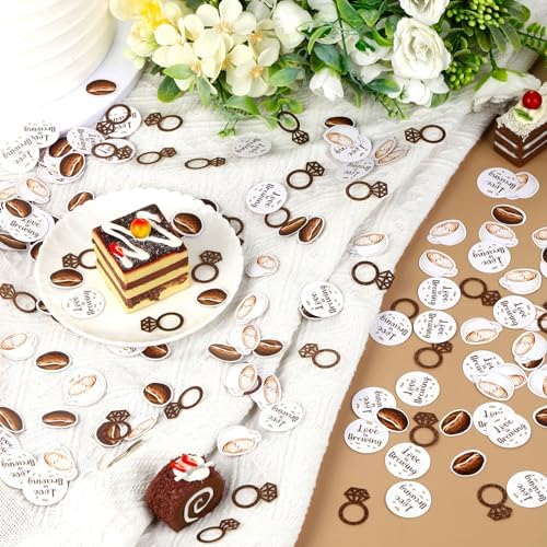 Coffee Bridal Shower Decorations – 200PCS Coffee Confetti, Love is Brewing Bridal Shower Decorations, Cafe Table Decorations for Love is Brewing Wedding Shower Engagement Party