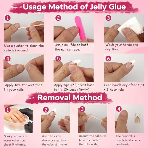 Tesytto Valentine French Tip Press On Nails Red Short Coffin – Nude Base Gold Glitter with 3D Rhinestone Decor Handmade Nails for Wedding, Party, New Year (Wine Red Romance,M)