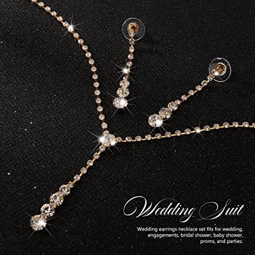 Yean Silver Bridal Jewelry Set Rhinestone Wedding Necklace and Earring Set Prom Jewelry for Women and Bride