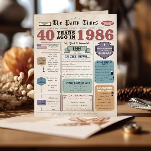 Zyulin 40th Birthday Card Gifts Men Women, 40 Year Old Birthday Decorations for Husband Wife