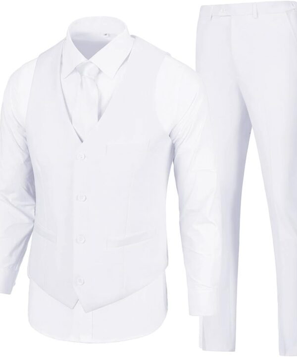 Men's Suit 2 Pieces Slim Fit Dress Vest and Pants Set Prom Suits for Mens Formal Wedding Party Tuxedo