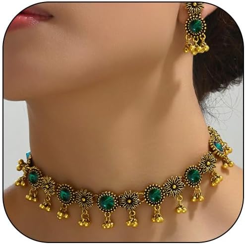 Indian Jewelry Sets for Women Indian Wedding Bridal Traditional Bohemian Jewellery Set Antique Oxidized Ethnic Party Prom Wear Statement Necklace Earring