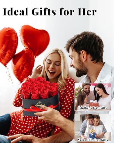 16 Flowers Forever Preserved Roses in Heart Box, Preserved Flowers for Delivery Birthday Gifts Women Anniversary Forever Flowers for Mothers Gift Real Rose Forever Gifts for Women Mom Wife