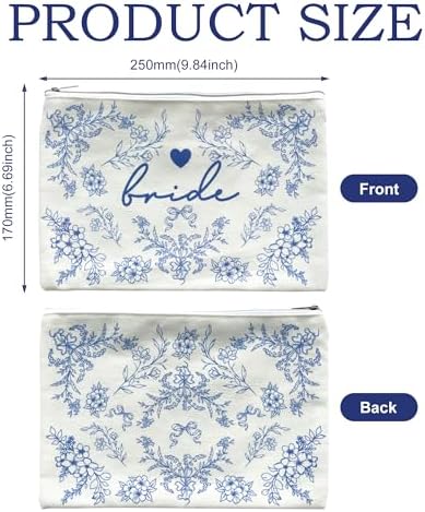 LADY&HOME Bride Makeup Bag Blue Bride Bag for Bridal Shower Wedding Engagement Gifts