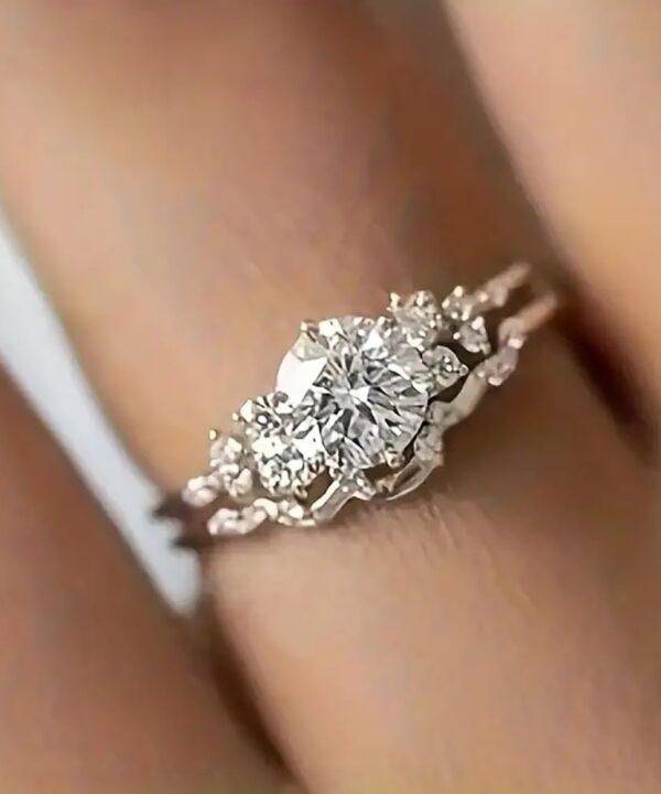 Luxury 6 Claw Design Wedding Ring for Women 2-Pc Cubic Zirconia Set Jewelry