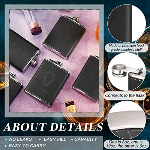 Rtteri Groomsman Gifts Set of 6 Flask for Men 8 oz Groomsman Proposal Gifts Stainless Steel Tuxedo Hip Flask Bachelor Party Favors for Wedding Proposal