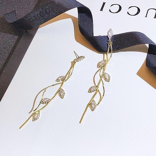 Crystal Wedding Earrings for Bridal Bridesmaid,Bride Drop Earrings Gold Chandelier Dangle Earrings for Women,Cubic Zirconia Rhinestone Dangling Earrings Prom Party Jewelry Gifts