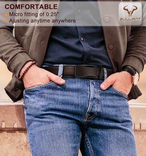 BULLIANT Mens Ratchet Belt,Leather Adjustable Slide Belt For Gift Mens Dress Casual 1 3/8,Size Adjustable