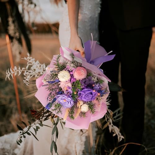 HUACHIPLUS Preserved Rose Bouquets: Fresh Flowers Bouquet- Romantic Gifts for Mom Wife Girlfriend Women-Flowers for Delivery Prime on Christmas Valentines Day Anniversary Mothers Day Birthday (Lilac)