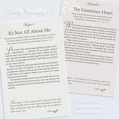 Mr. and Mrs. 366 Devotions for Couples – White Faux Leather Devotional Gift Book for Bride and Groom, Engaged