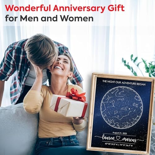 Custom Star Map – Fully Personalized (Your Details, Size, Color, Framing) | Romantic Gifts for Her | Gifts for Husband | Paper Anniversary Art Print | Great Gift for Special Ocassions (e.g. Wedding, Valentines Day, Birthday, etc)