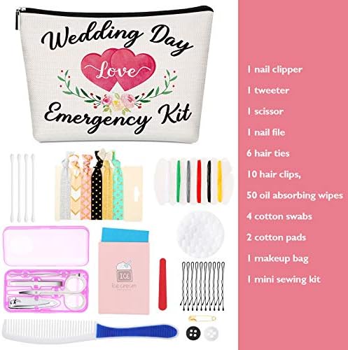 Weewooday Floral Wedding Emergency Kit for Bride Wedding Survival Set with Makeup Bag, Bridal Shower Kit Gift Present Fun Engagement Present for Bride Emergency Supplies
