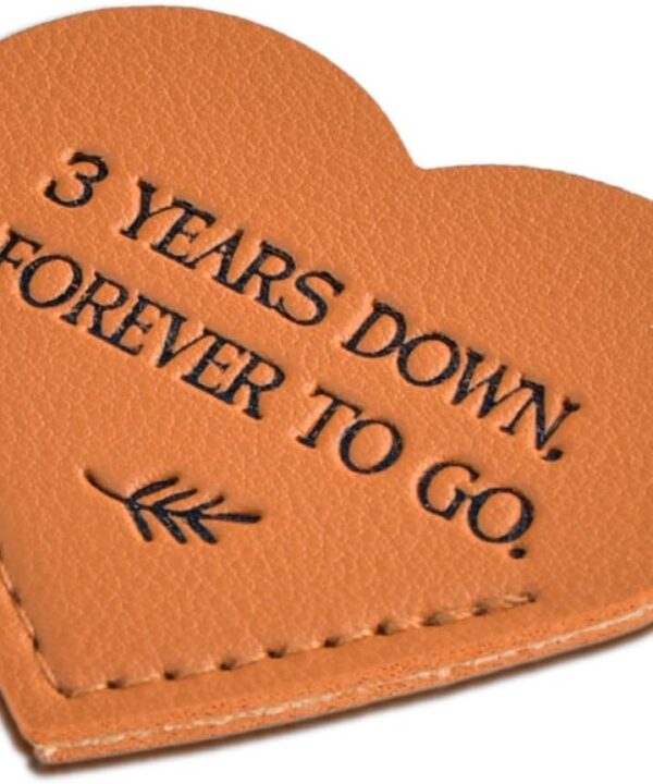 3 Year Anniversary Leather Gift for Her Him, 3rd Wedding Anniversary Traditional Gifts for Wife Husband, Unique Leather Heart Bookmark (2.16) Ideas for Men Women Couple