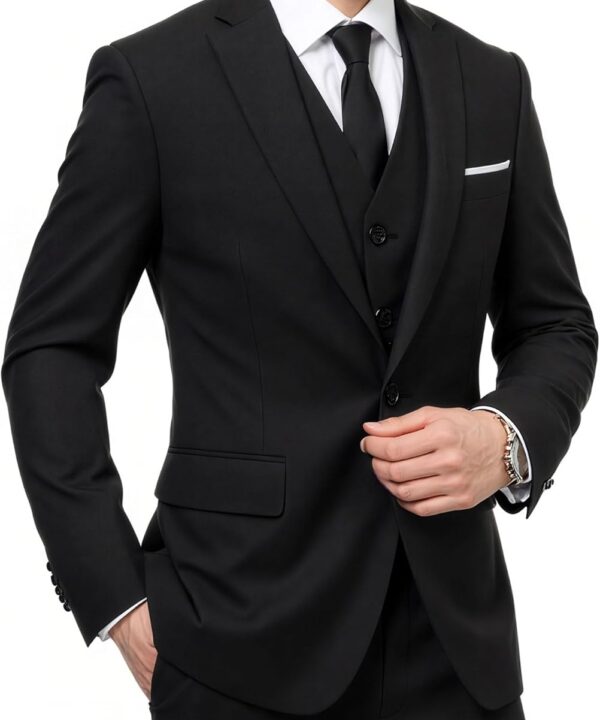 Cloudstyle Mens 3-Piece Suit Notched Lapel One Button Slim Fit Formal Jacket Vest Pants Set