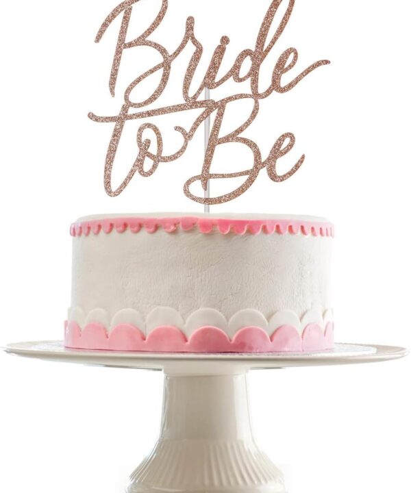 Rose Gold Bride To Be Cake Topper Bridal Wedding Shower Cake Topper for Wedding Shower Bachelorette Party Cake Decorations (Double-sided Glitter)