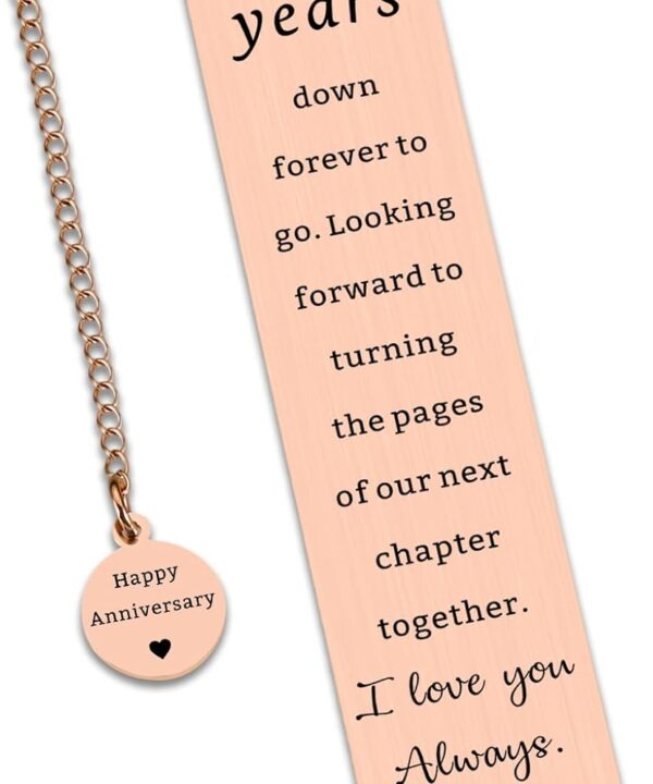 7 Year Anniversary Copper Gifts for Him Her, Valentines Day 7th Wedding Anniversary Copper Gifts for Wife Husband, Meaningful Seven Year Anniversar Valentines Day Bookmark Gift for Women Men Couple