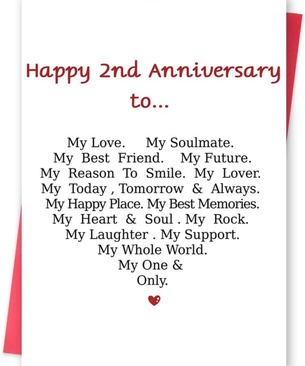 Funny 2nd Anniversary Card For Men Women, Sweet 2 Year Wedding Anniversary Card Decoration For Husband Wife, Romantic Gifts Idea For Boyfriend Girlfriend Couple