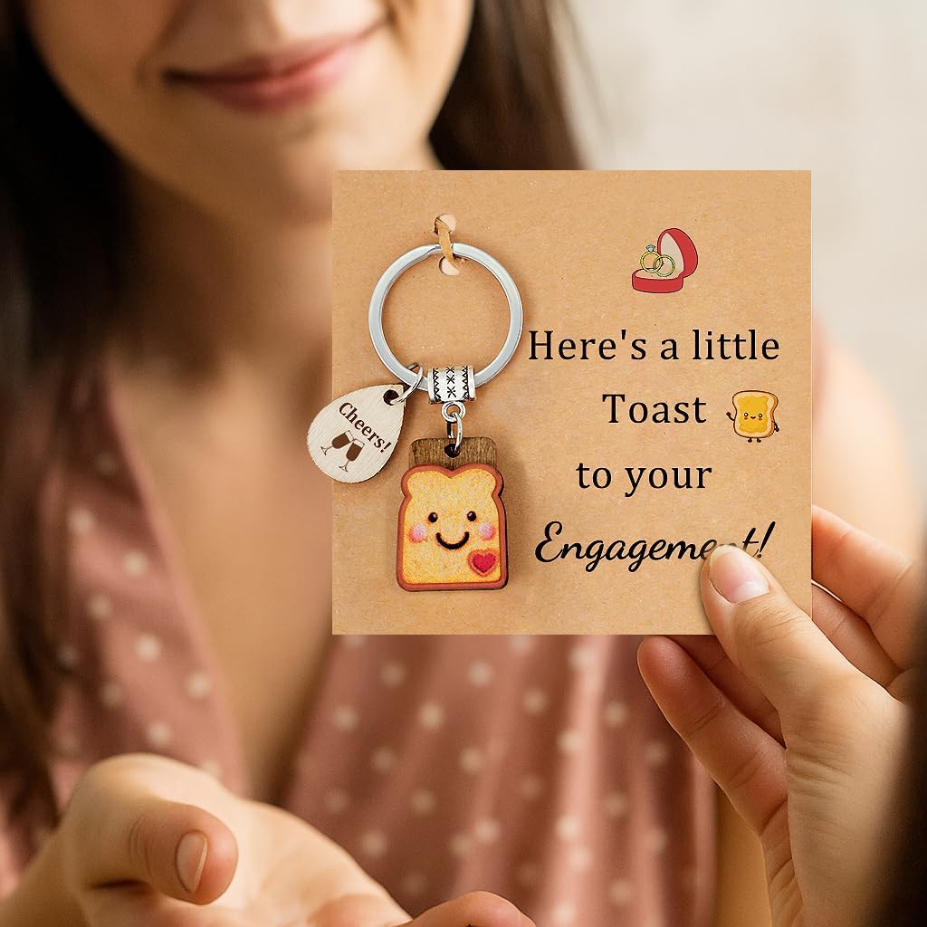 New Beginnings Gifts for Girls Toast Keychain, Galentines Day Gifts for Best Friend Love/Engagement/Housewarming/Birthday Present as Her Valentines Keychains for Couple Coworker Sister