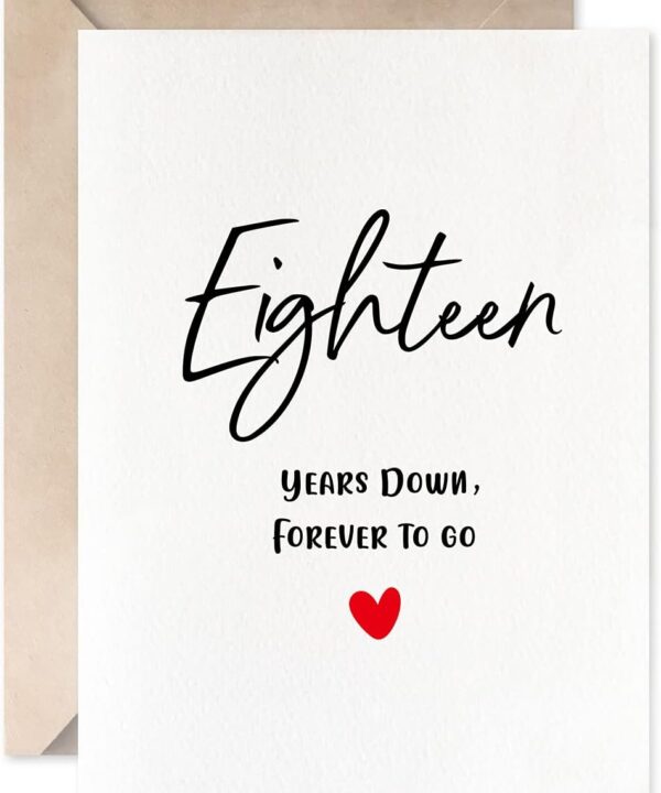 MAGJUCHE 18th Anniversary Card, Eighteen Years Down Forever To Go, Romantic Valentines Day Wedding Card For Husband Wife