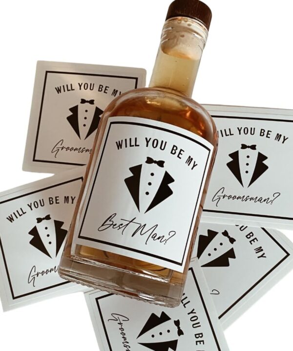 Groomsman Proposal Labels for Whiskey Bottles, Best Man Gift, groomsan Gift, Set of 6