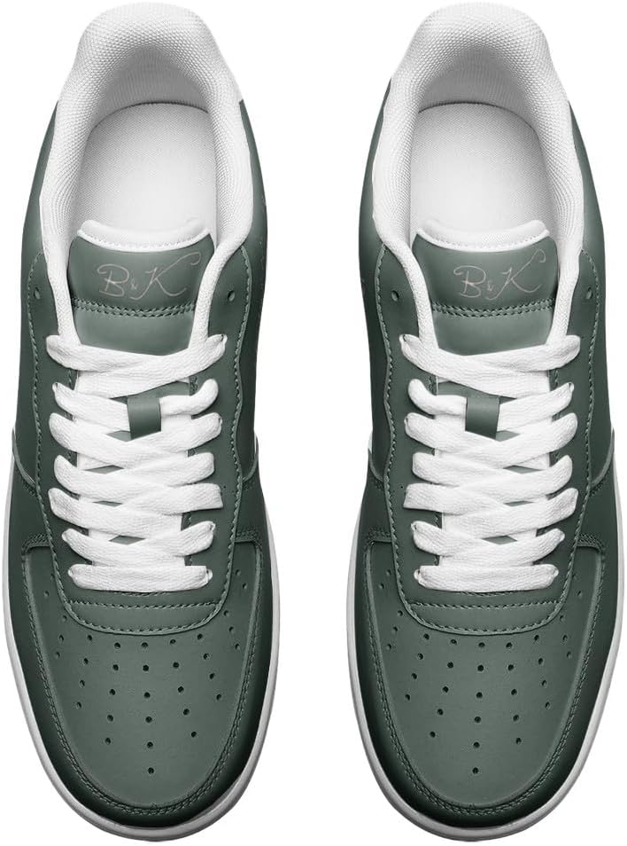 Sage Green Wedding Bride Sneakers, Bride and Groom Matching Low-Top Style Sneakers, Personalized Name and Date Design